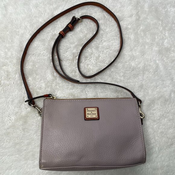 Dooney & Bourke Women's Tan Grey Janine Leather Crossbody Bag 6 x 8'' - Picture 1 of 15